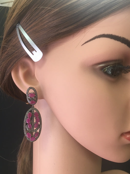 Oval Shape Art Deco Diamond Earrings,