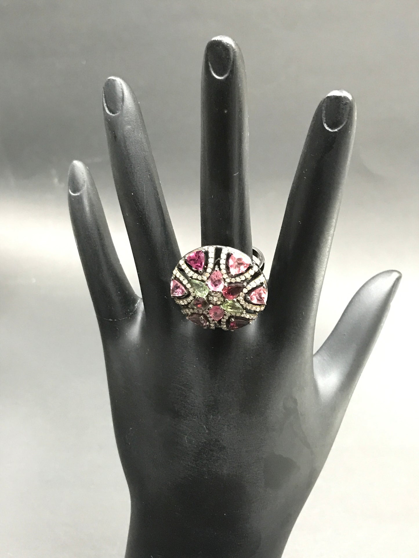 DIAMOND AND MULTI TOURMALINE RINGS