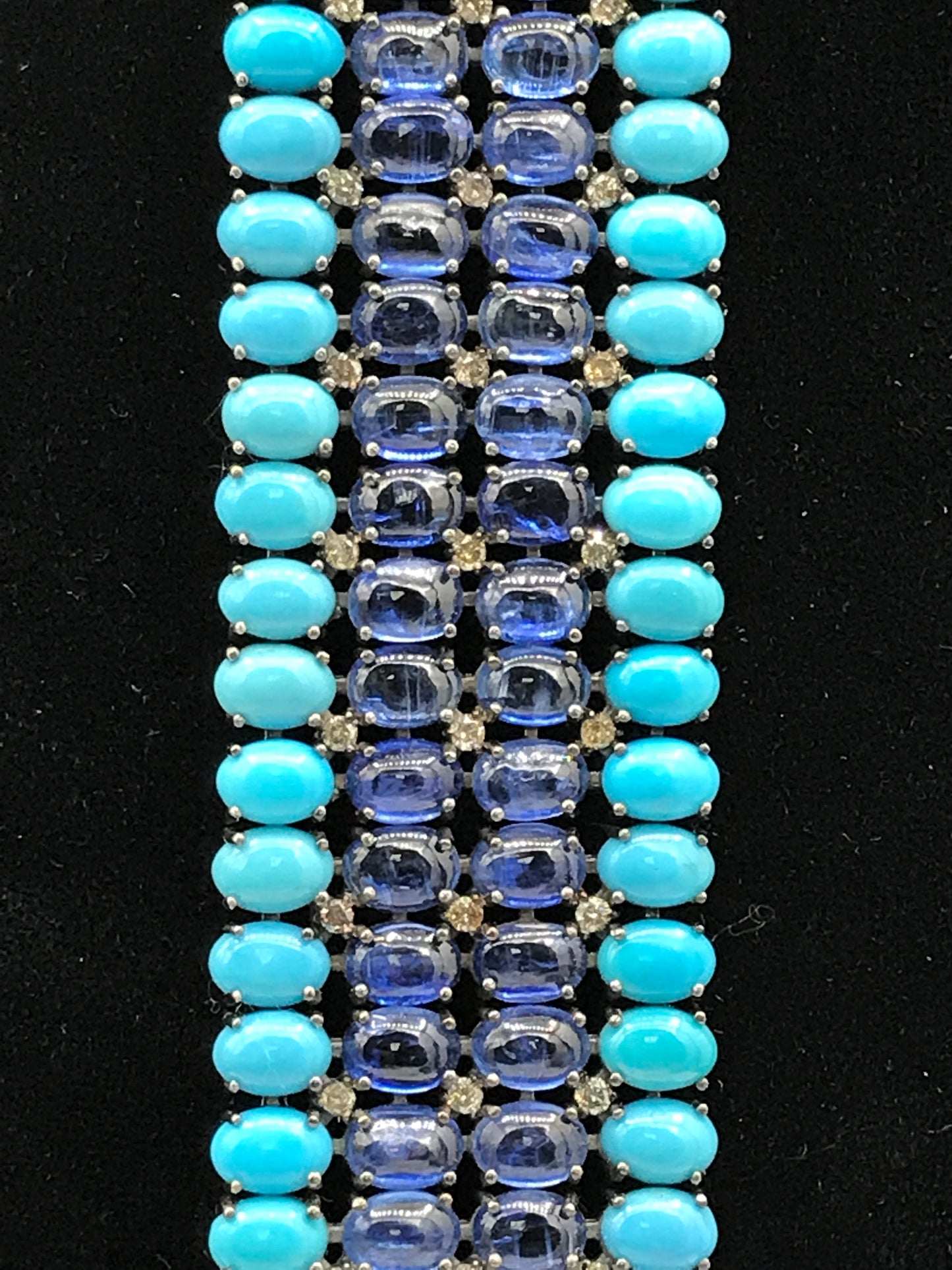 Kynite and Natural Turquoise Diamond Designer Bracelet