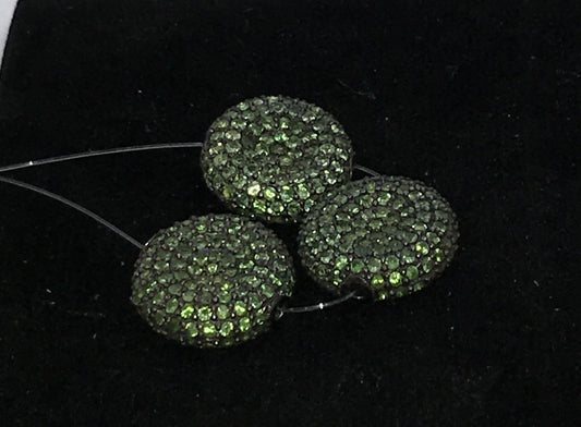 Coin Shape Gemstone Pave Beads