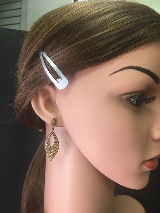 Yellow Sapphire Marquise Shape Silver Earrings,