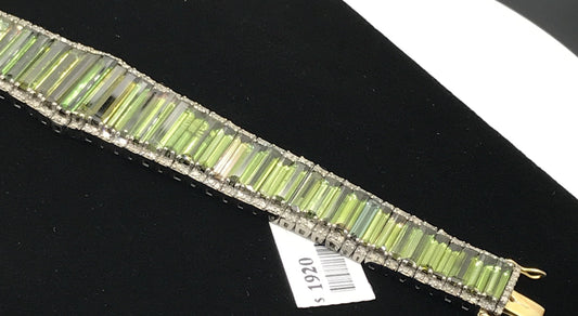 Green Tourmaline Designer Diamond Bracelet