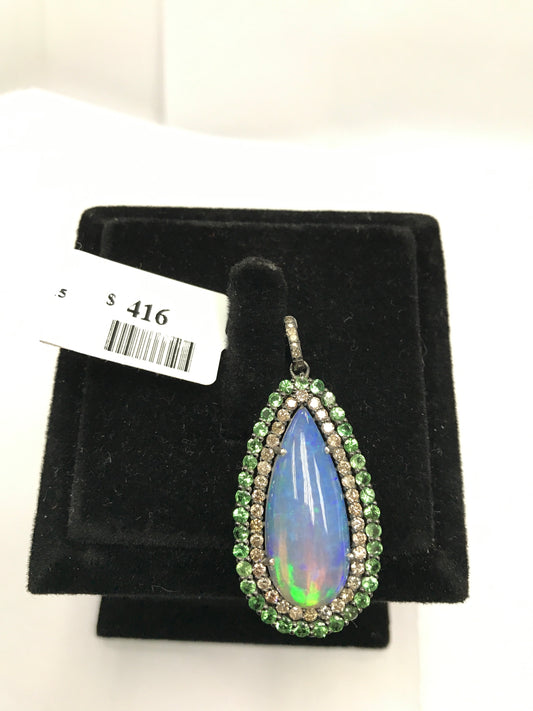 Opal and Diamond Pendant