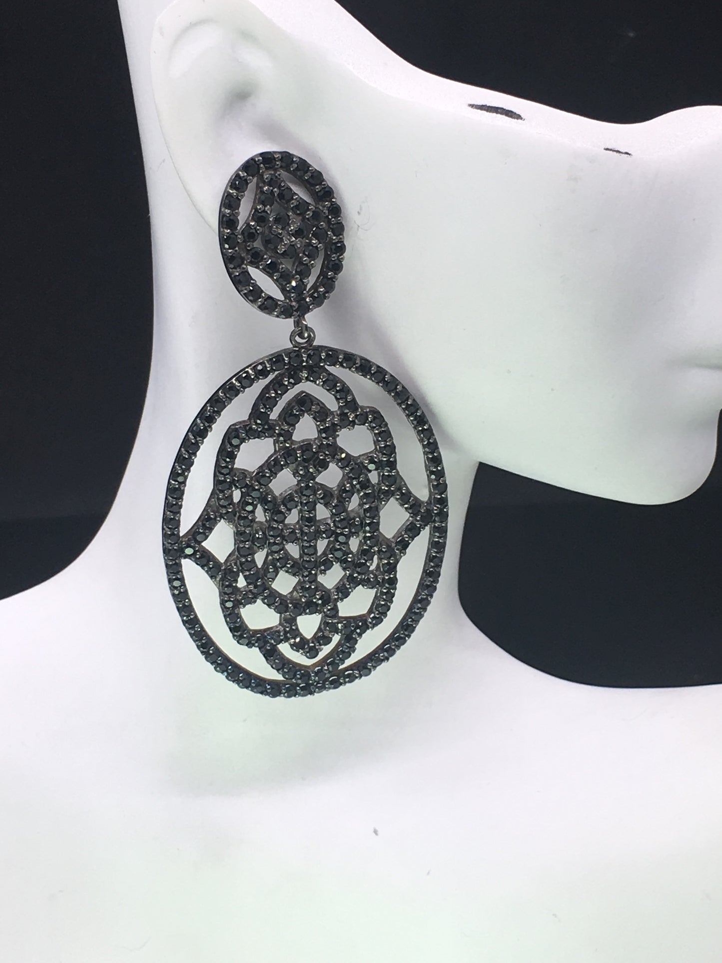 BLACK SPINEL 925 STERLING SILVER EARRINGS