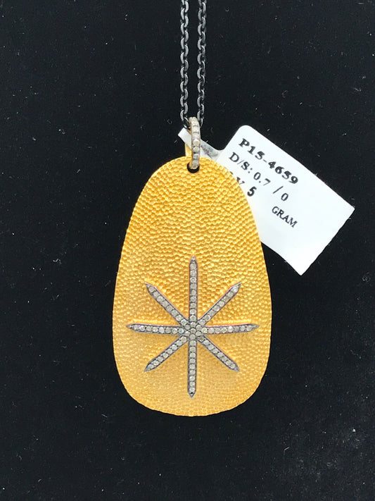 Droplet Shape with Star Burst Encrusted Diamond Pendants & Charms