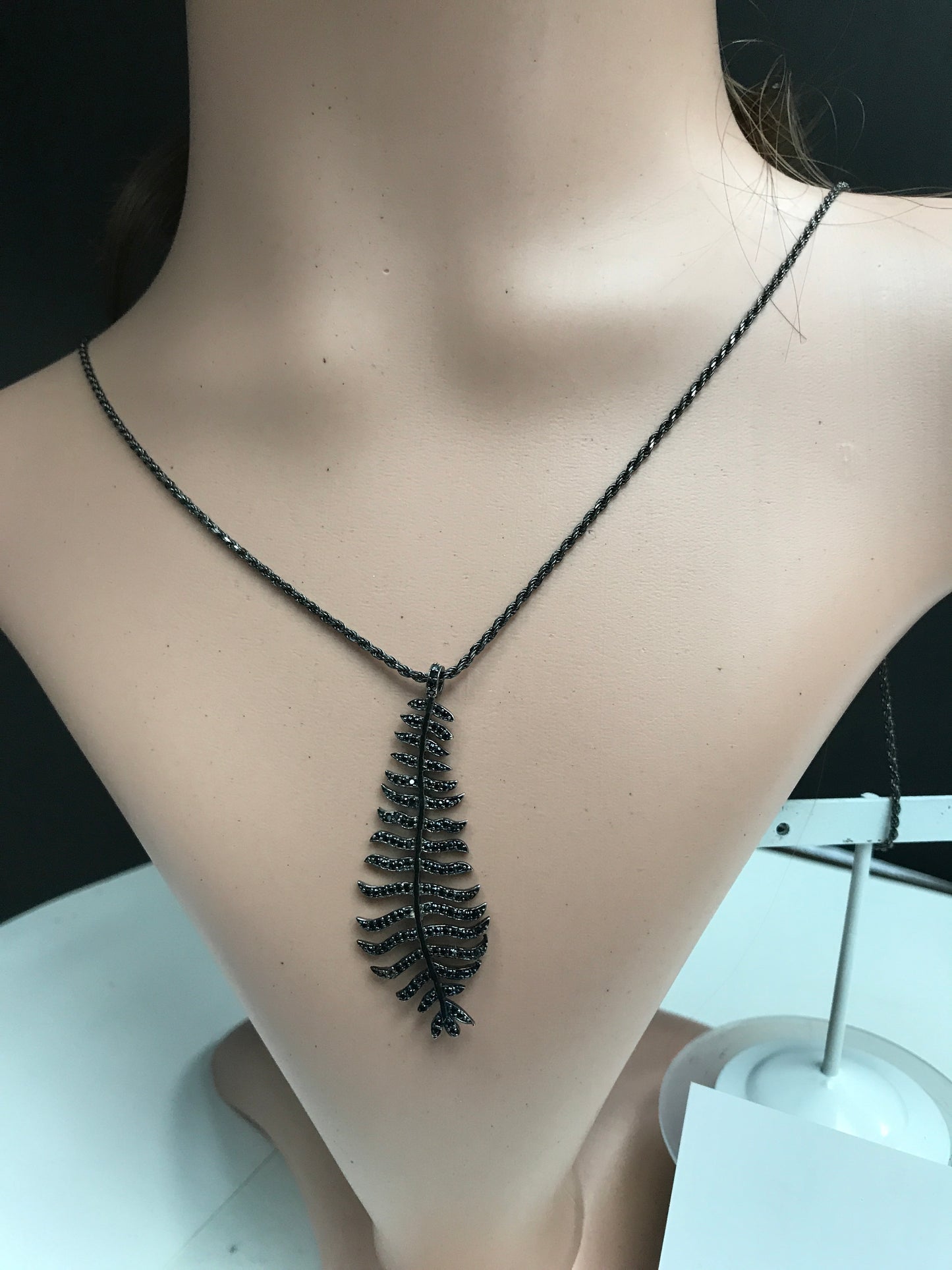Leaf Black Spinel Charm