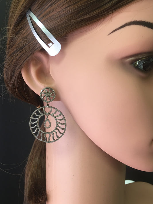 Fancy Round Shape Diamond Earring