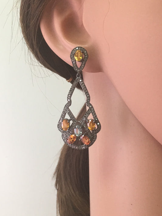 Diamond and Sapphire Earrings,