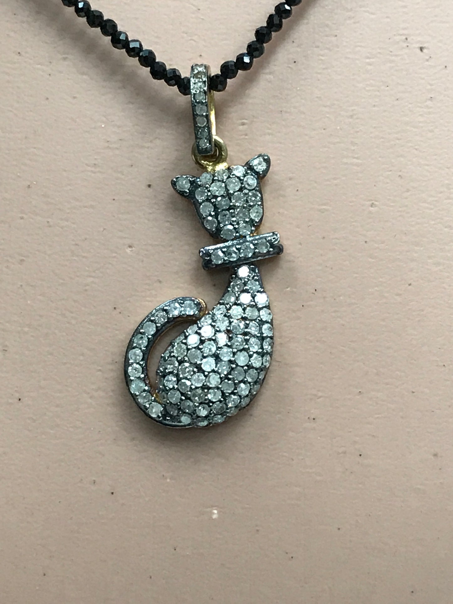 Cat Shape Pave Diamond Charm