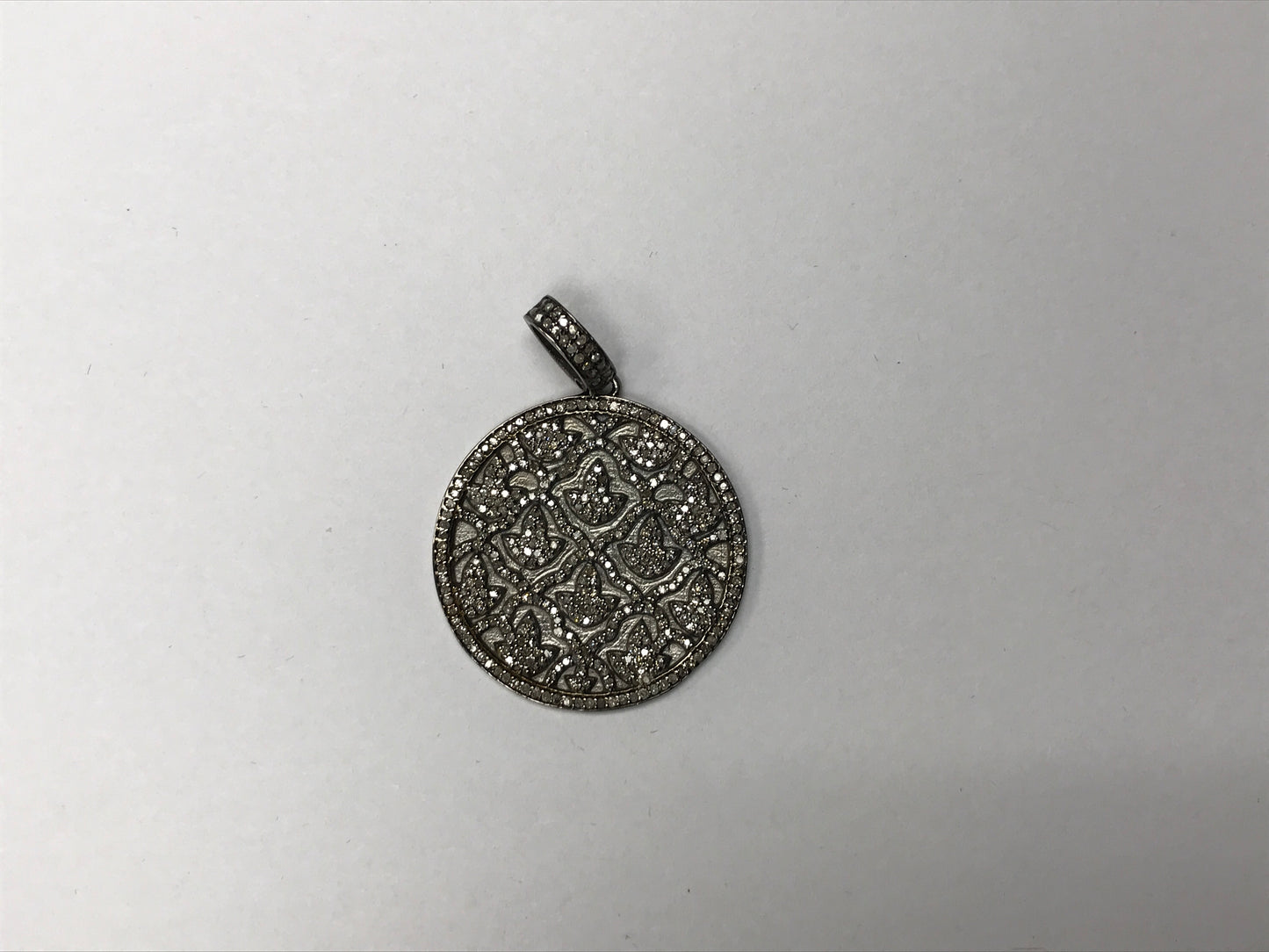 Circle Diamond Charm .925 Oxidized Sterling Silver Diamond Charms, Genuine handmade pave diamond Charm Size 30 x 30 MM