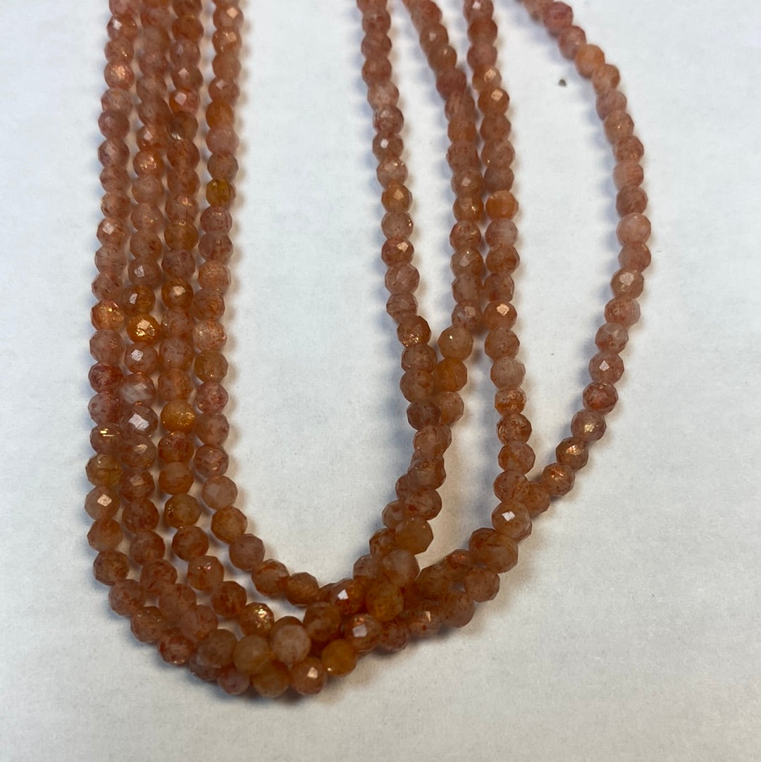 SUNSTONE BEADS ROUND FACETED 3-4MM