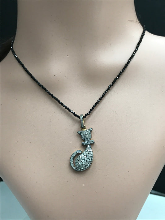 Cat Shape Pave Diamond Charm