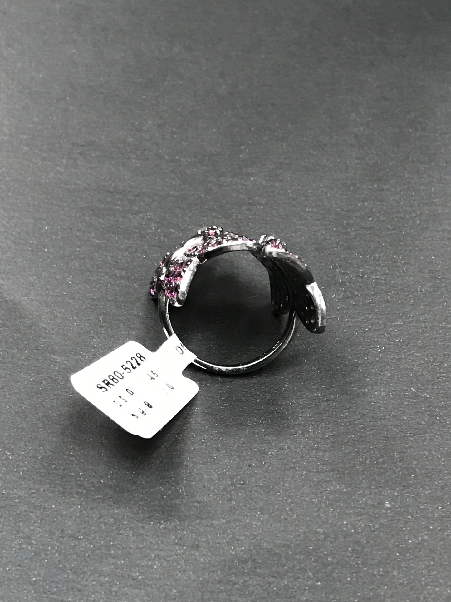 Butterfly Black Spinal Ring .925 Oxidized Sterling Silver Black Spinal Ring, Genuine handmade pave Black Spinal Ring Size Approx(21x29 mm)