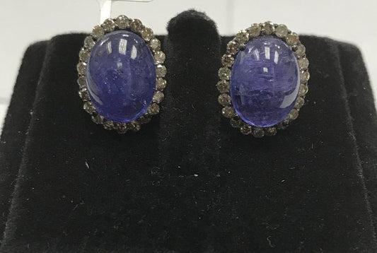 Tanzanite and Diamond Earring Stud