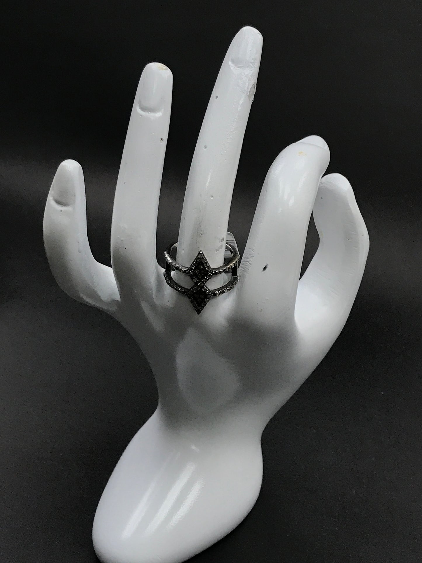 Diamond and Silver Black Rhodium Finish Rings