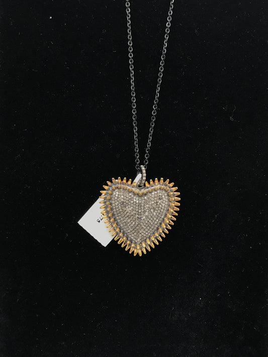 Heart Shape Pave Diamond Pendants
