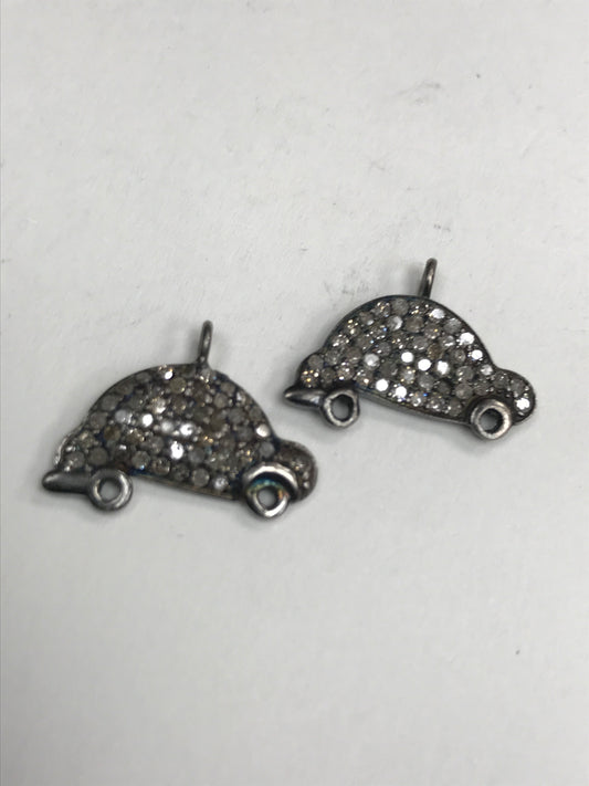 Car Shape Pave Diamond Charm