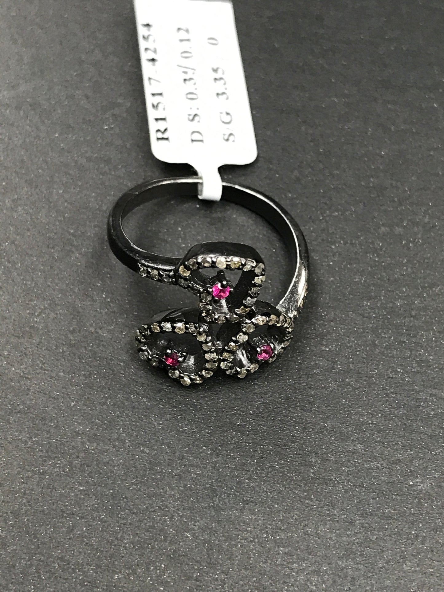 Heart Pave Diamond Ring .925 Oxidized Sterling Silver Diamond Ring, Genuine handmade pave diamond Ring Size Approx 0.64"(16 x 16 MM)