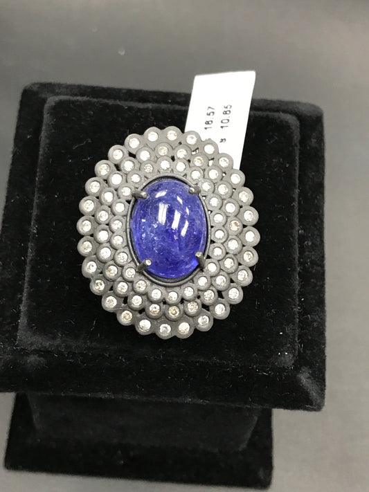 Pave Diamond Ring .925 Oxidized Sterling Silver Diamond Ring, Genuine handmade pave diamond Ring