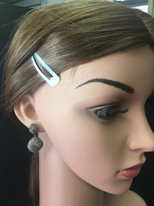 Diamond and Silver White Rainbow Moonstone Earring