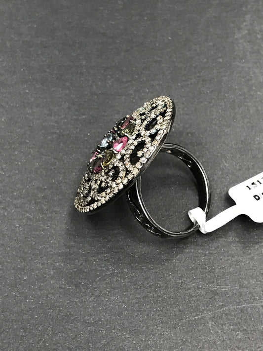 DIAMOND AND MULTI TOURMALINE RINGS