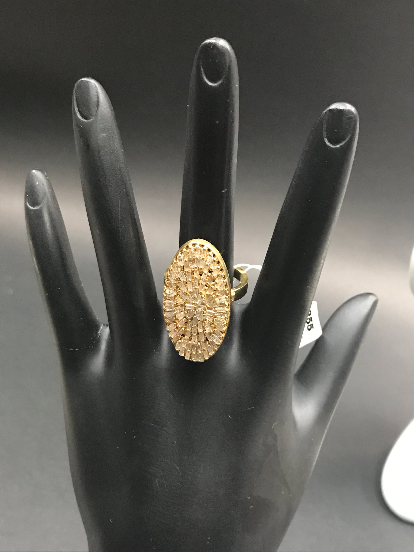 Oval Pave Tapered Baguette Diamond Ring .925 Oxidized Sterling Silver Diamond Ring, Genuine handmade pave diamond Ring Size Approx 1.60"(40 x 15 MM)