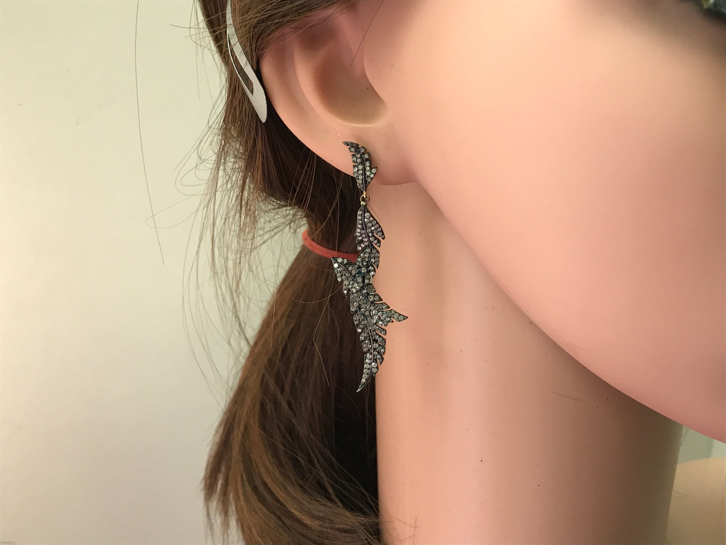 Diamond and Silver Black Rhodium Finish Earring