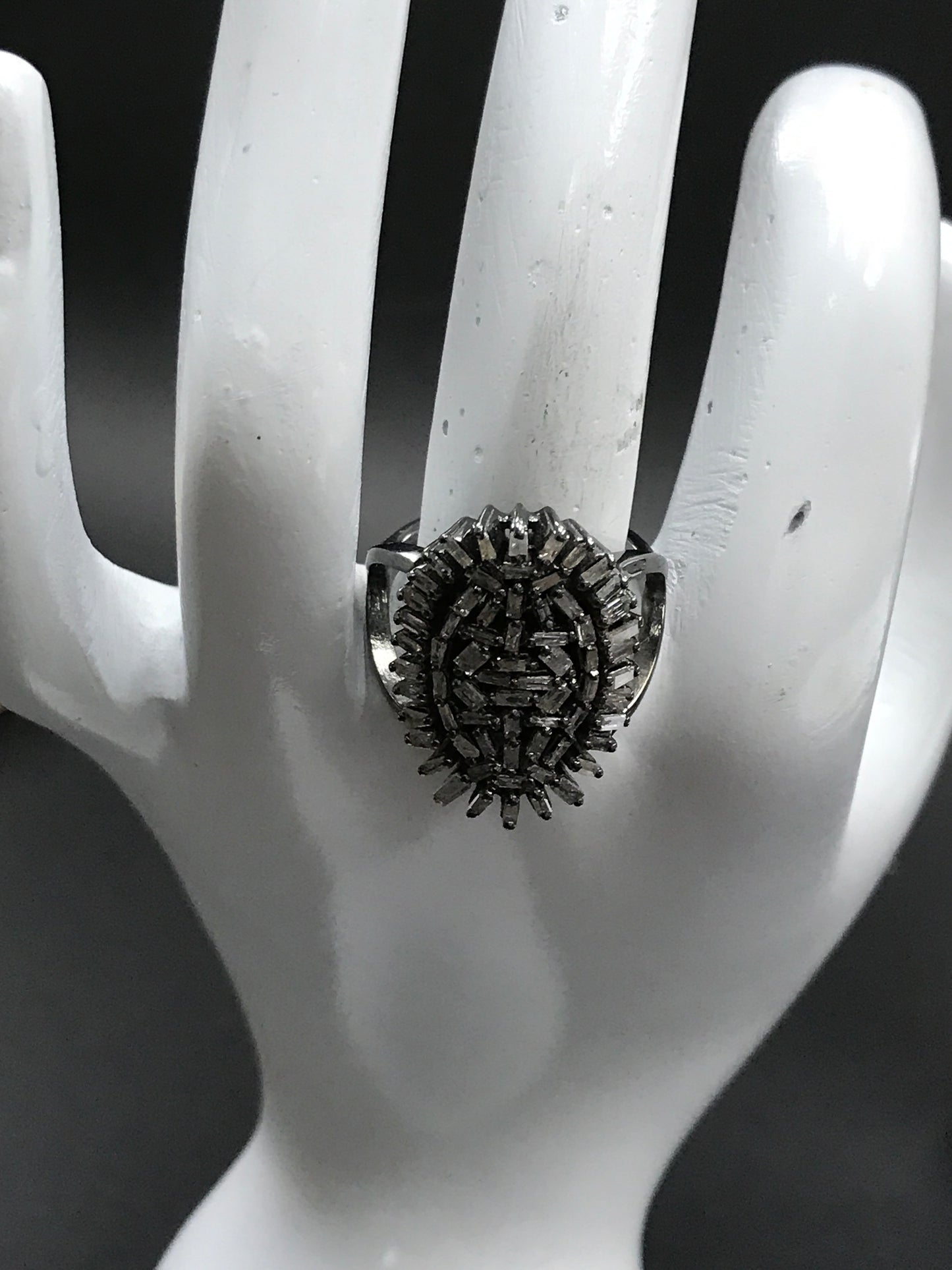 Silver Pave Tapered Baguette Diamond Ring .925 Oxidized Sterling Silver Diamond Ring, Genuine handmade pave diamond Ring.