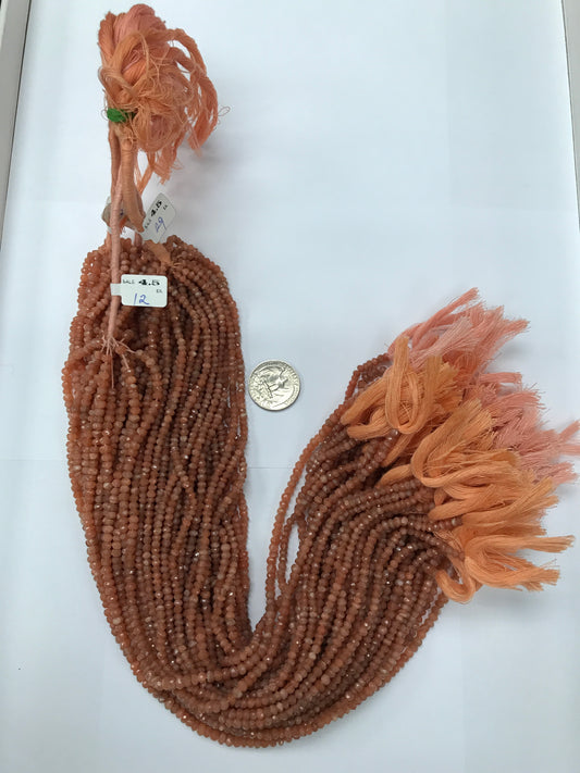 Moonstone, Peach Moonstone Beads Facetted 3-4mm