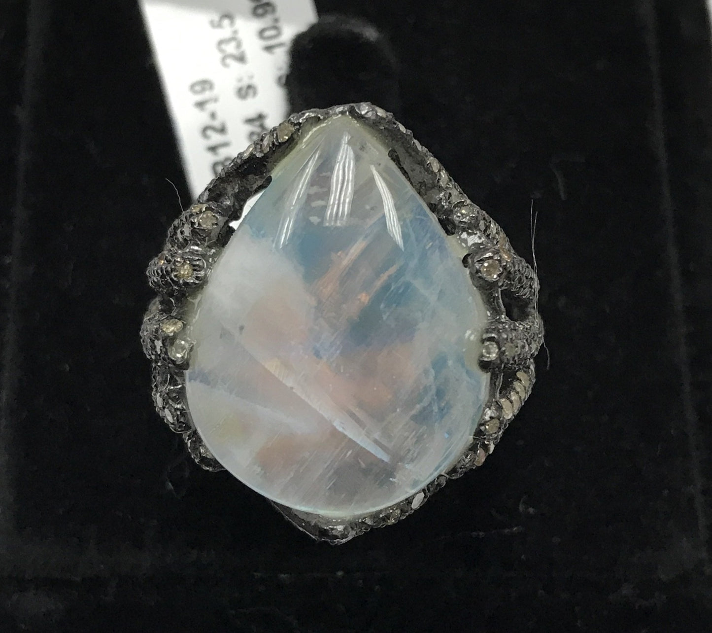 Rainbow Moonstone and Diamond Rings