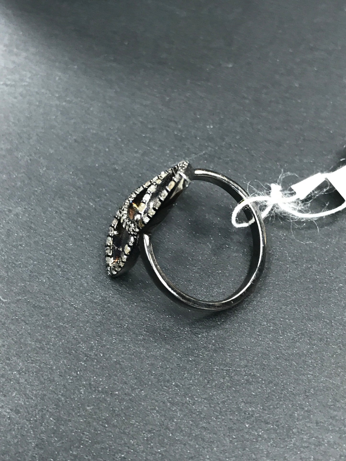 Diamond and Silver Black Rhodium Finish Rings
