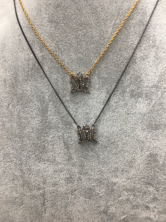 Angel Wing Pave Diamond Necklace with Silver Chain