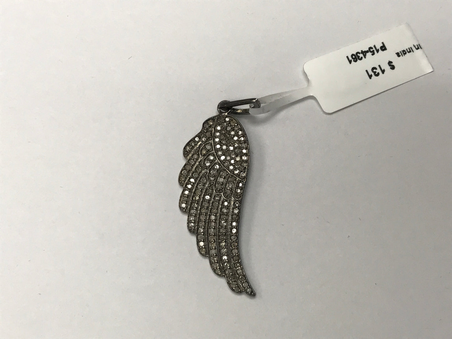 Diamond Angel Wing Diamond Pendant, Pave Diamond Pendant, Angel Wing Necklace, Approx 49 x 16 mm. Sterling Silver