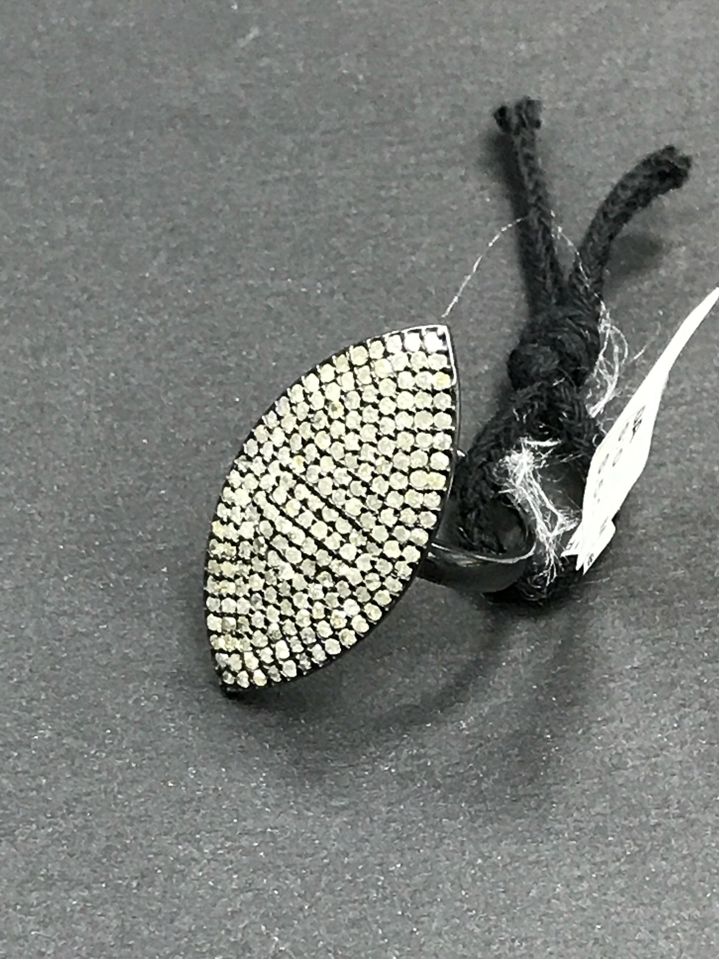 Pave Diamond Ring .925 Oxidized Sterling Silver Diamond Ring, Genuine handmade pave diamond Ring Size Approx 1.16"(14 x 29 MM)