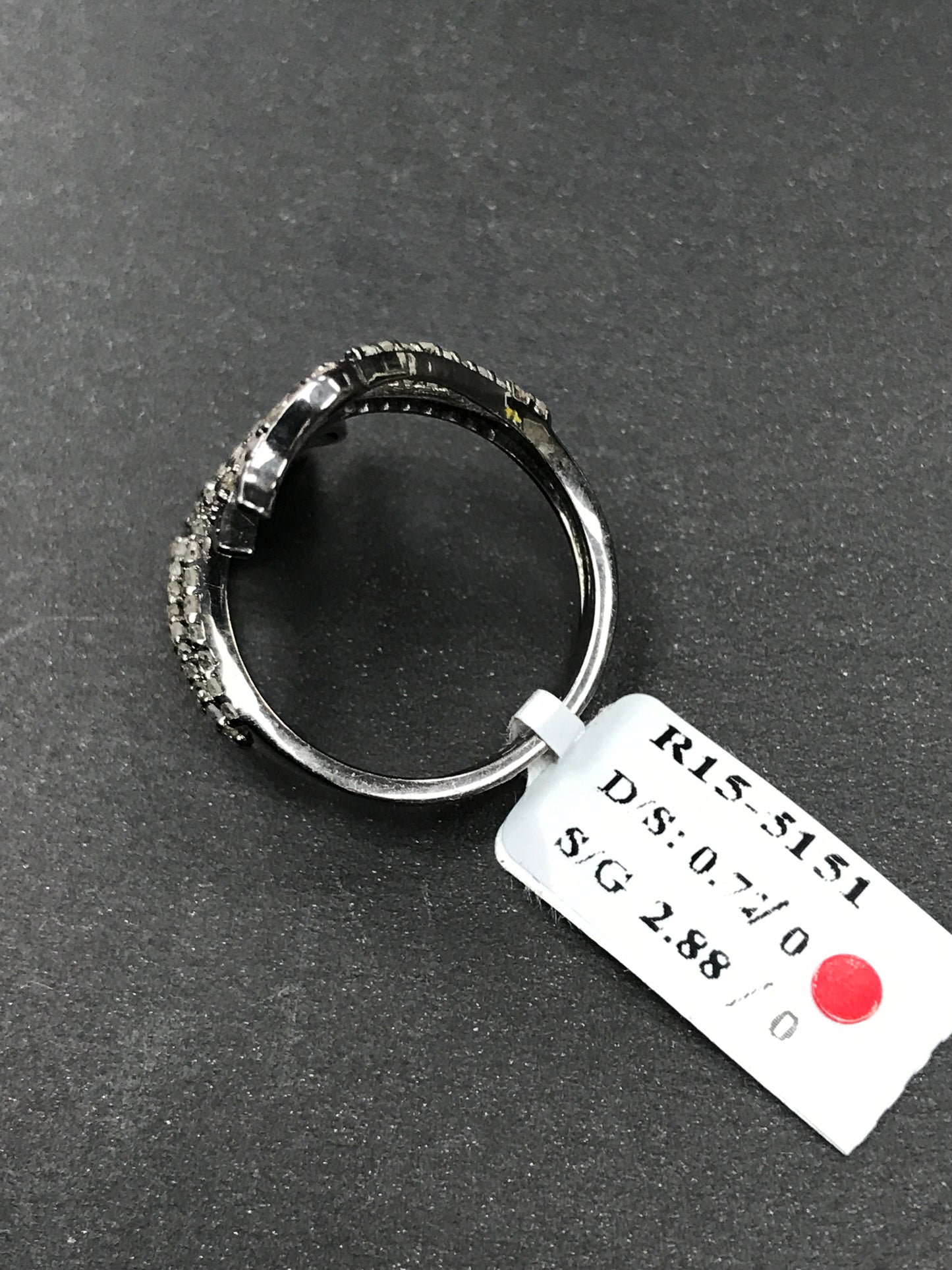 Leaf Pave Diamond Ring .925 Oxidized Sterling Silver Diamond Ring, Genuine handmade pave diamond Ring Size Approx 0.92"(20 x 23 MM)