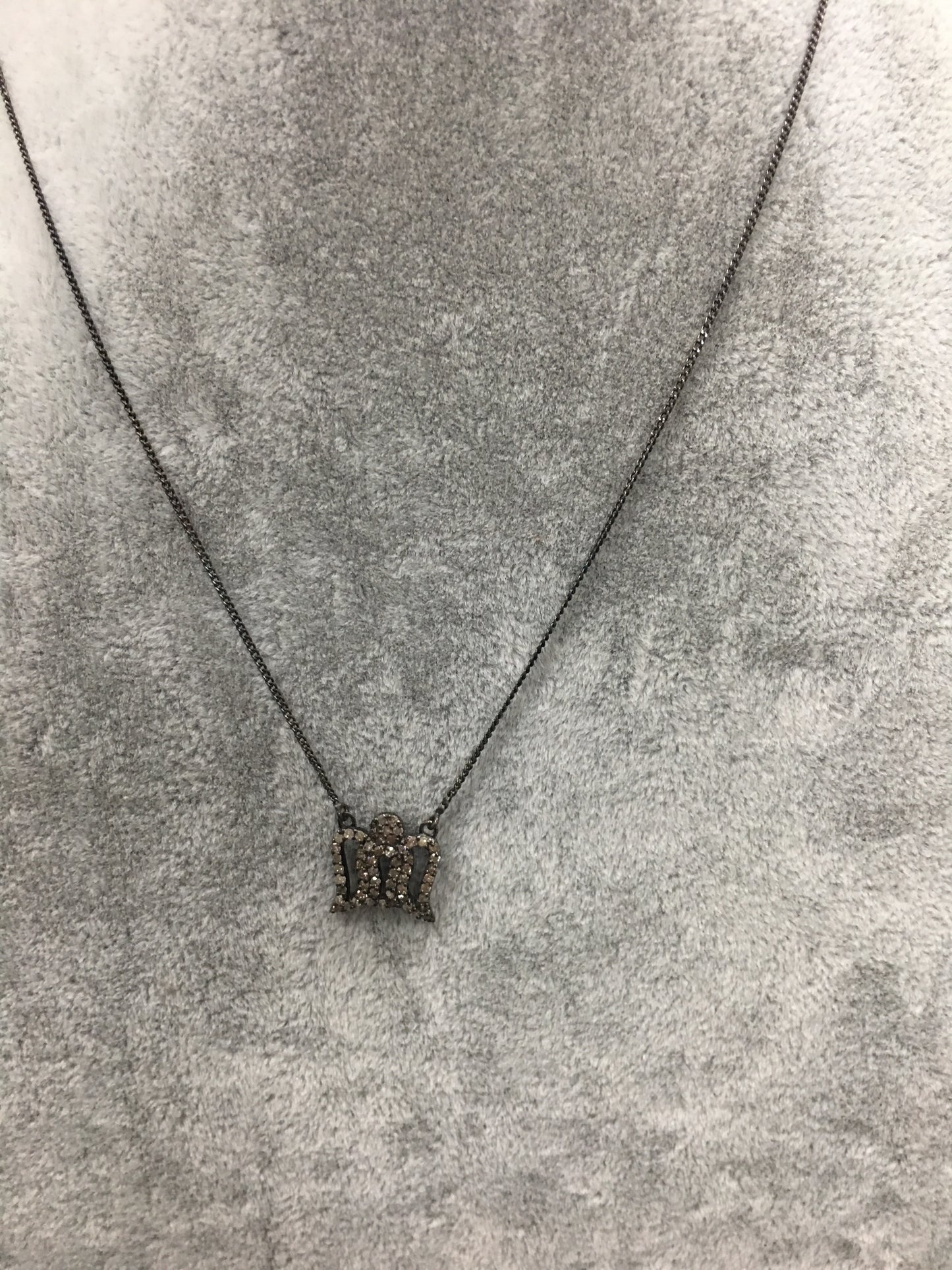 Angel Wing Pave Diamond Necklace with Silver Chain