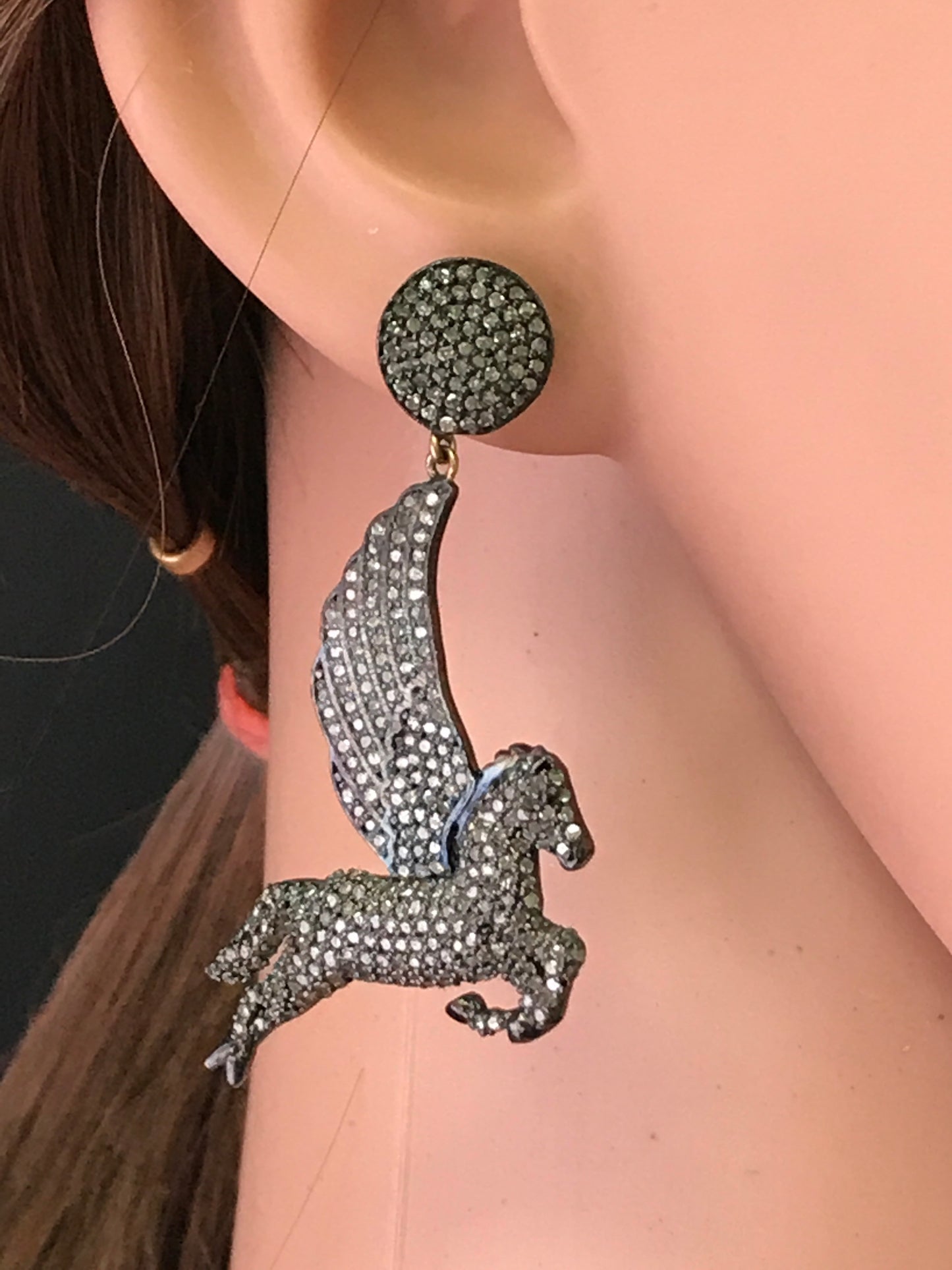 Diamond and Silver Black Rhodium Finish Earrings