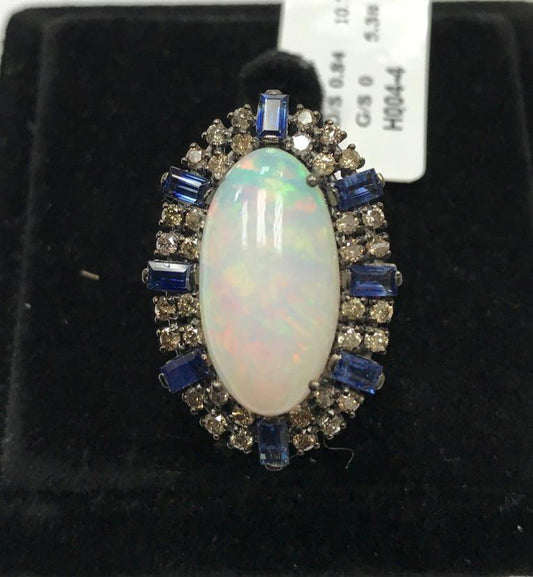 Oval Shape Opal and Diamond Ring
