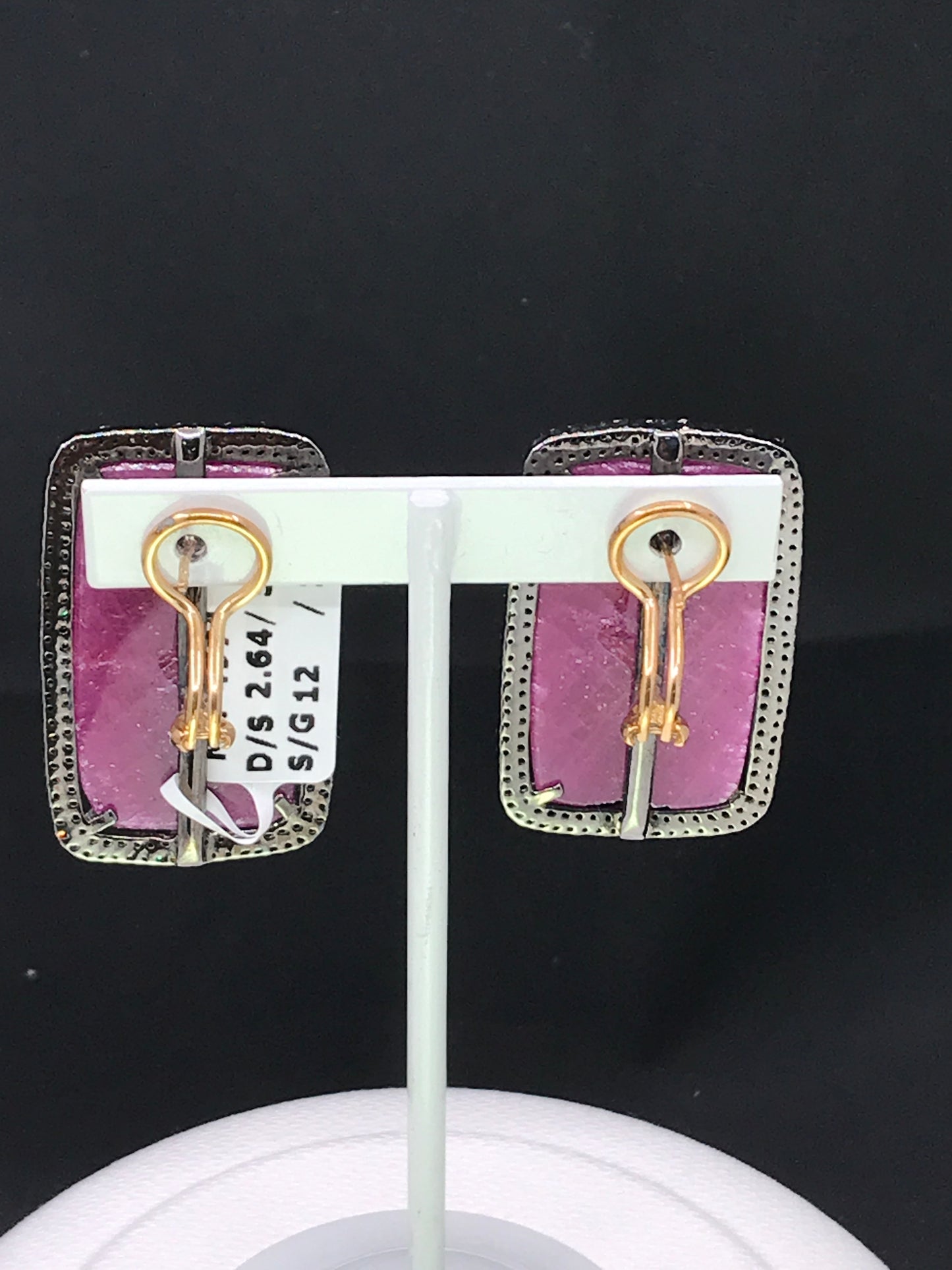 Natural Red Ruby and Diamond Stud Earrings