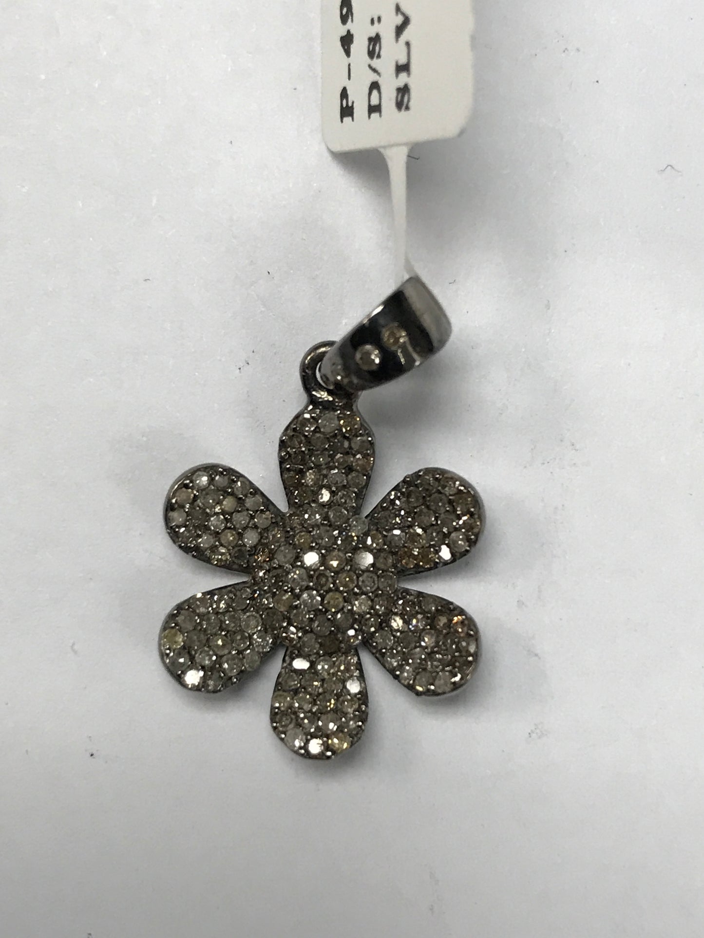 Flower Shape Diamond Charm .925 Oxidized Sterling Silver Diamond Charms, Genuine handmade pave diamond Charm Size 18 MM