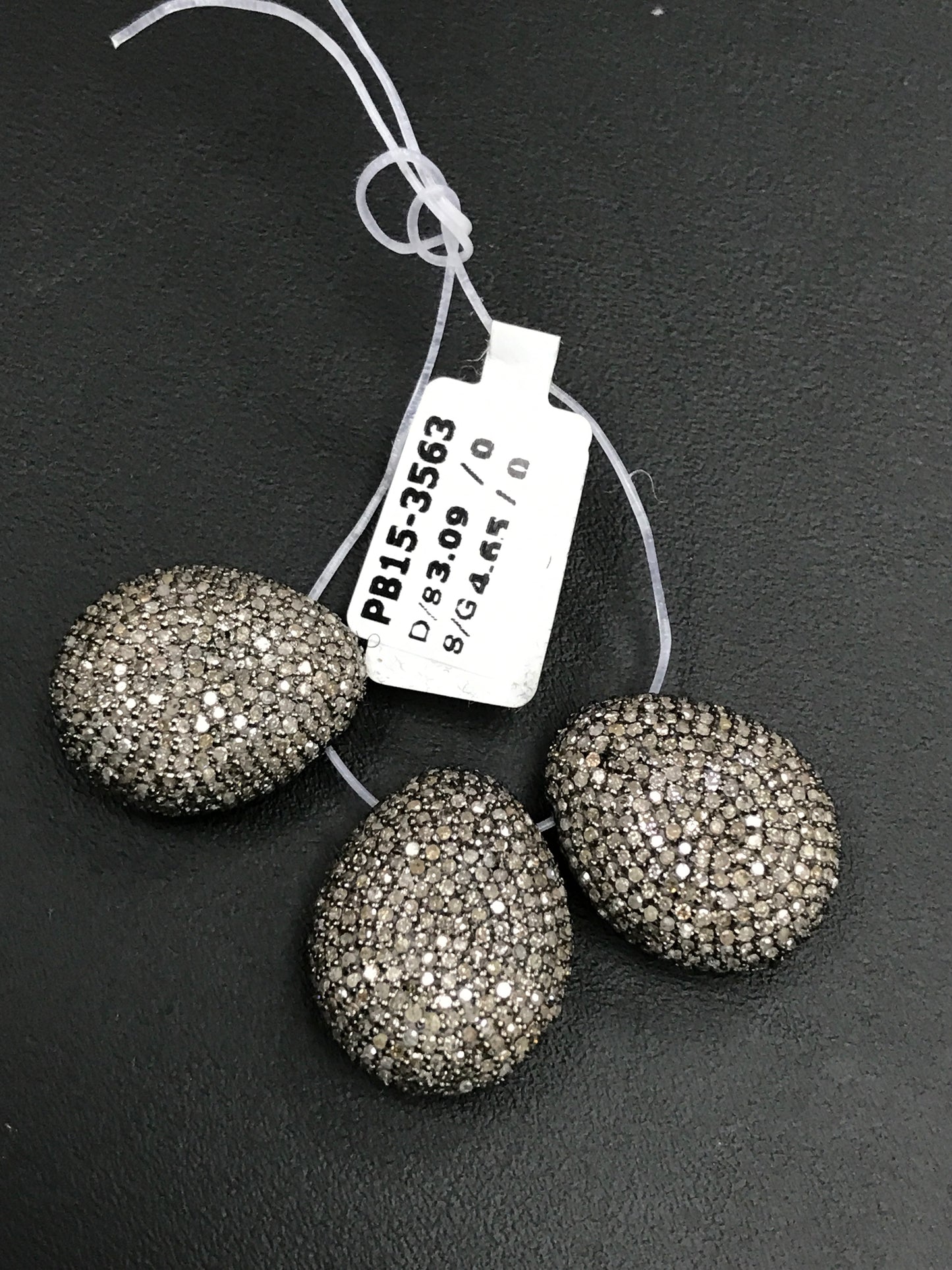 Drop Shape Silver Pave Diamond Beads