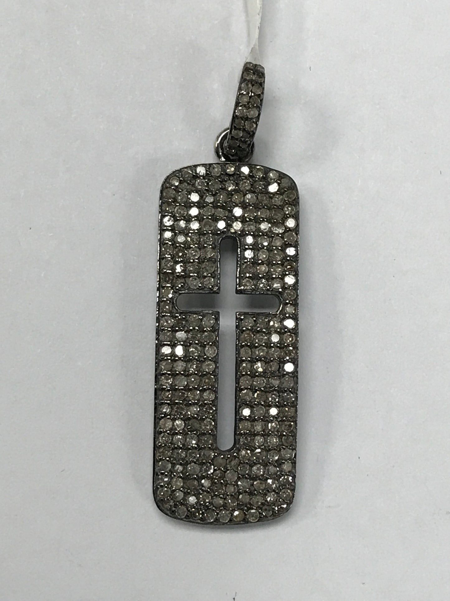 Pave Cross Diamond Charm .925 Oxidized Sterling Silver Diamond Charms, Genuine handmade pave diamond Charm Size 12 x 30 MM
