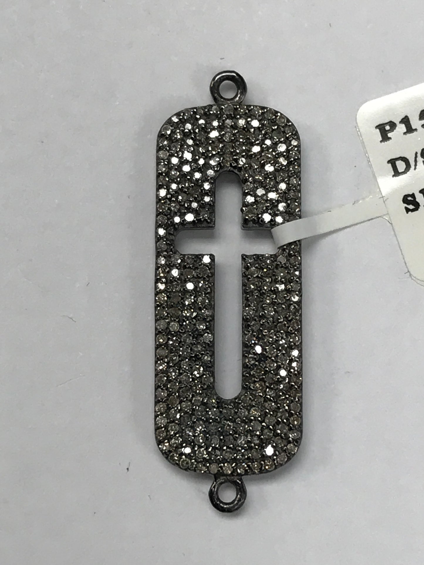 Pave Cross Diamond Charm .925 Oxidized Sterling Silver Diamond Charms, Genuine handmade pave diamond Charm Size 12 x 30 MM