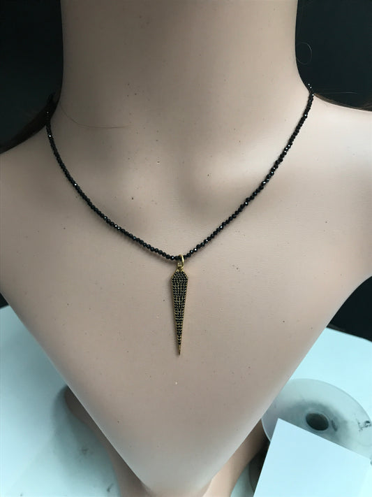 Spike Black Spinel Charm