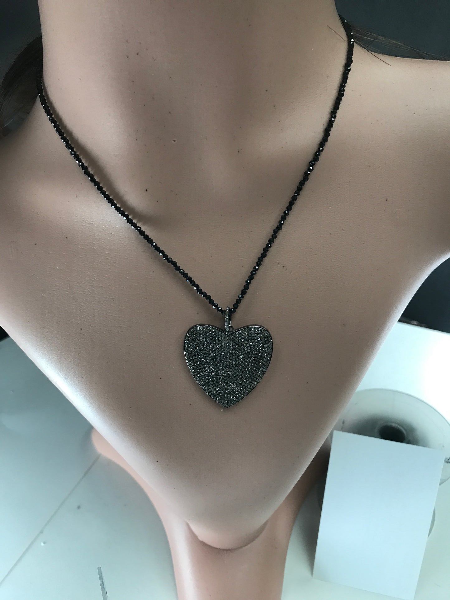 Diamond Heart Shape Pendant, Pave Diamond Pendant, Pave Heart Shape Necklace, Approx 30 x 30mm. Sterling Silver