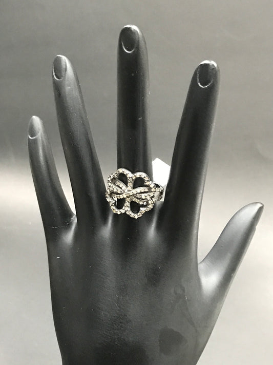 Heart Shape Pave Diamond Ring .925 Oxidized Sterling Silver Diamond Ring, Genuine handmade pave diamond Ring Size Approx 0.72"(17 x 18 MM)