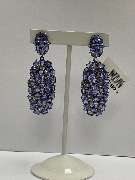 Diamond Silver Earring .925 Oxidized Sterling Silver Diamond Earring, Genuine handmade pave diamond Earring Size 2.08"(19 x 52 MM )