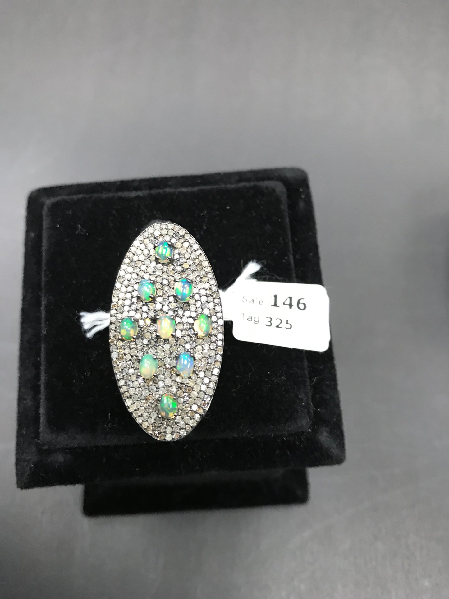 Oval Shape Diamond Ring with Opal Stone