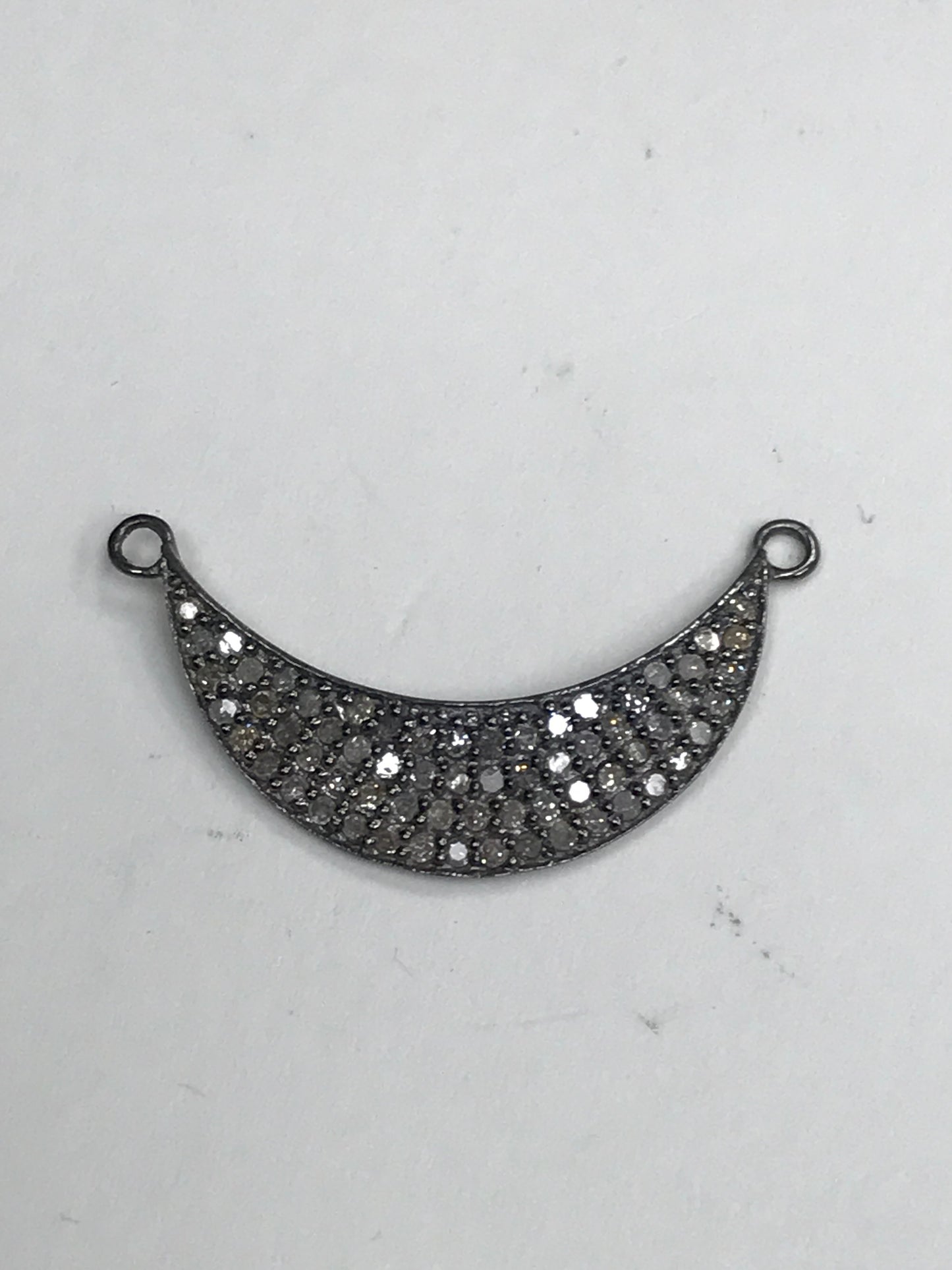 Moon Shaped Diamond Charm .925 Oxidized Sterling Silver Diamond Charms, Genuine handmade pave diamond Charm Size Approx 1.24"(7 x 31 MM)
