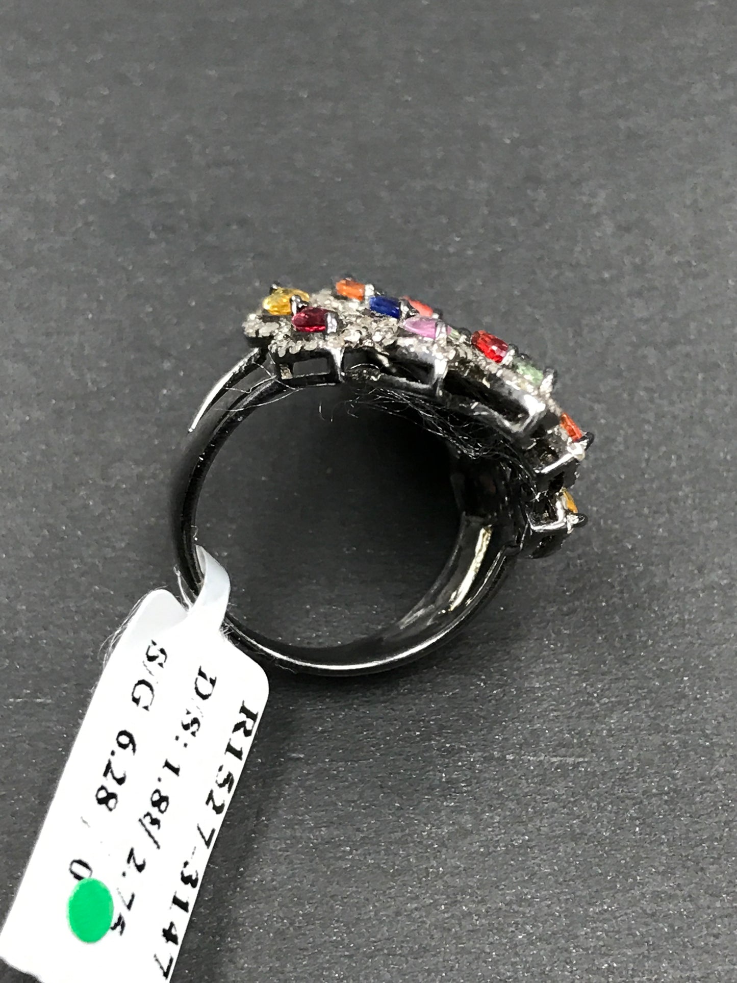 Pave Diamond Ring .925 Oxidized Sterling Silver Diamond Ring, Genuine handmade pave diamond Ring Size Approx 1.28"(20 x 32 MM)